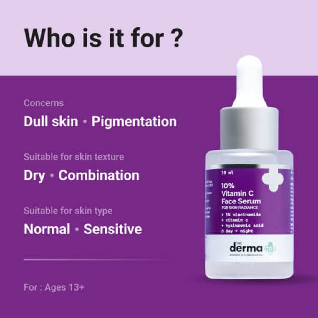 The Derma Co 10% Vitamin C Face Serum with 5% Niacinamide & Hyaluronic Acid - 30ml