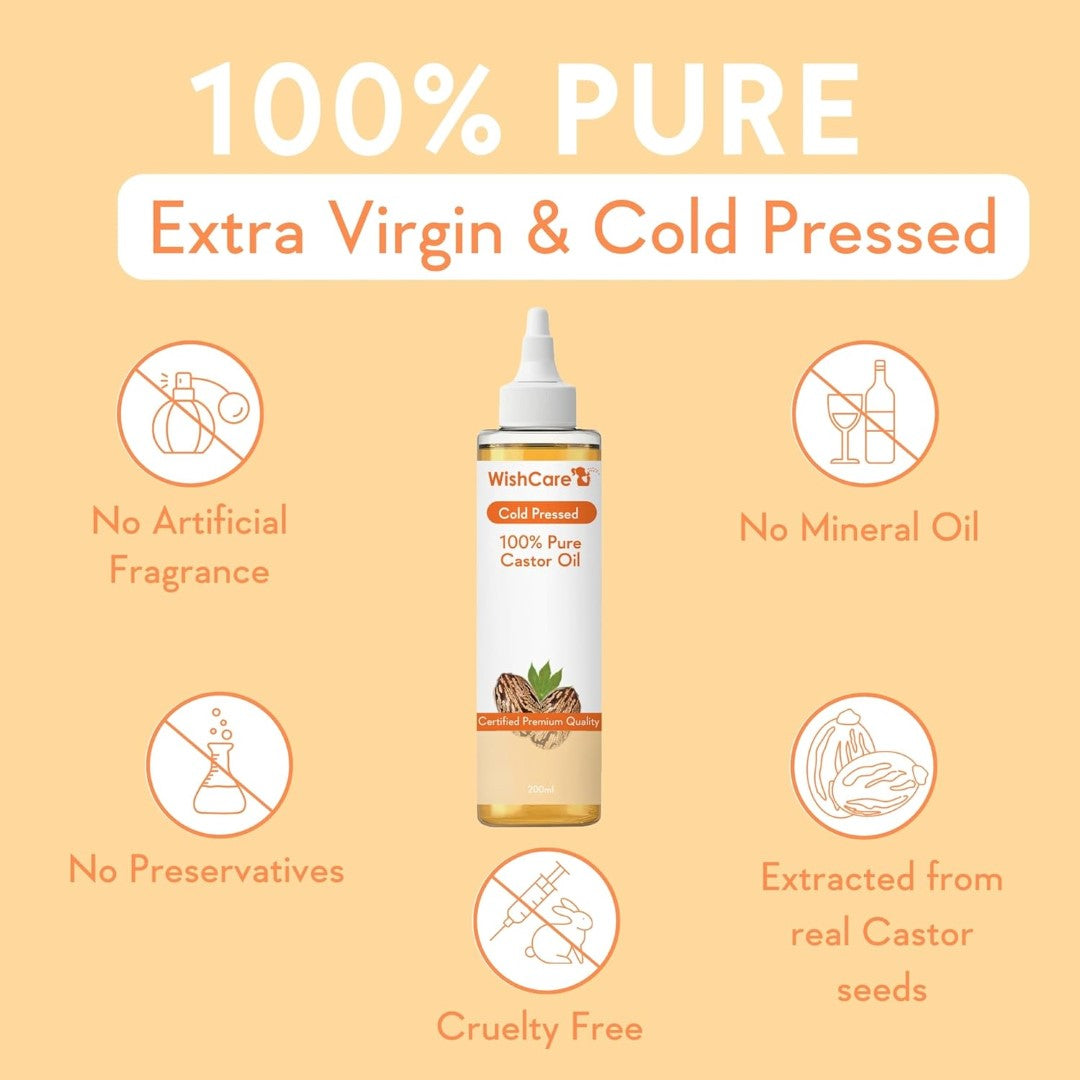 WishCare Premium Cold Pressed Castor Oil (200ml)
