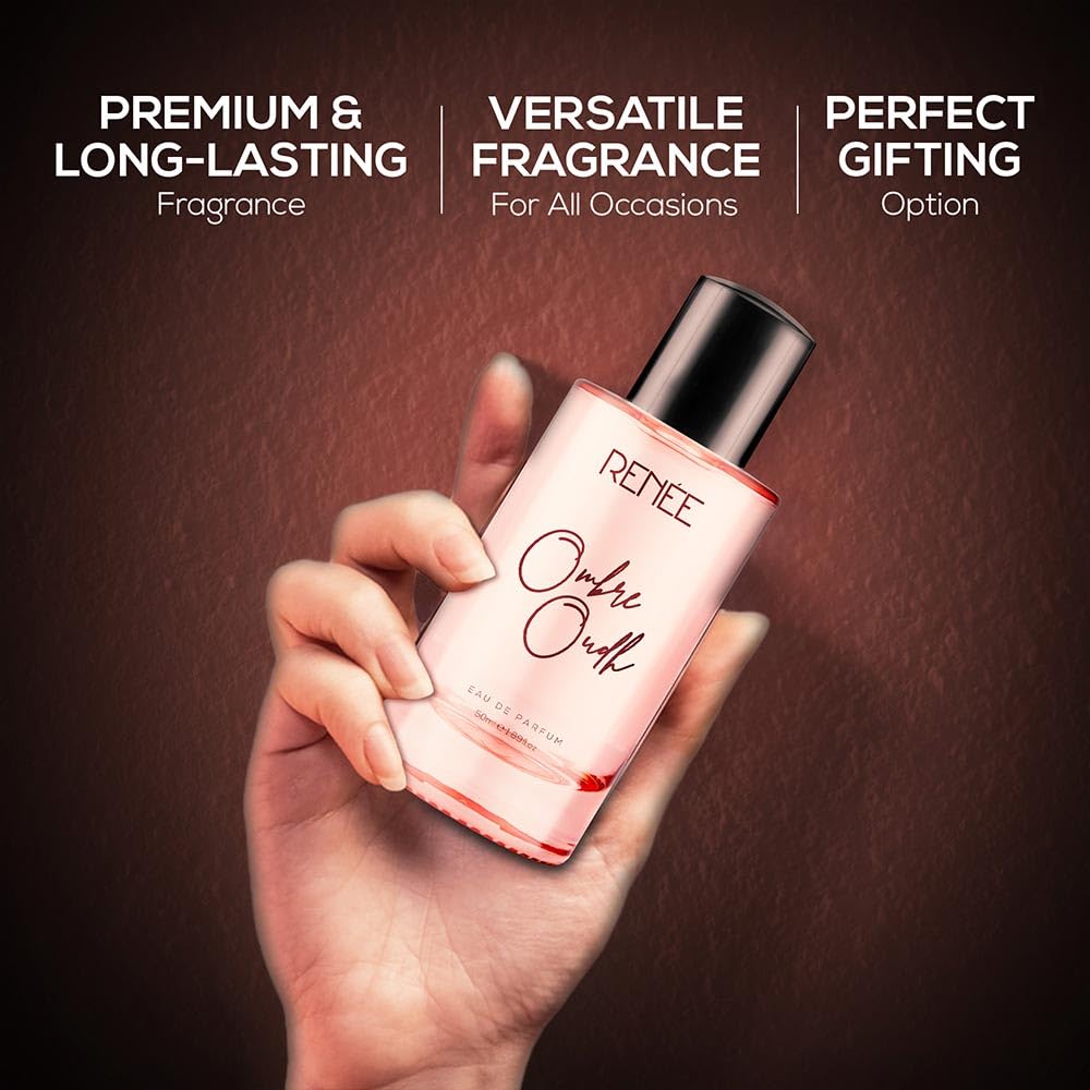 RENEE Ombre Oud Eau De Parfum, Premium Long-lasting Fragrance With Notes of Oud, Rose, Saffron, Middle Caramel, and Musk, Scent for Every Occasion, Ideal Perfume for Women, 50ml