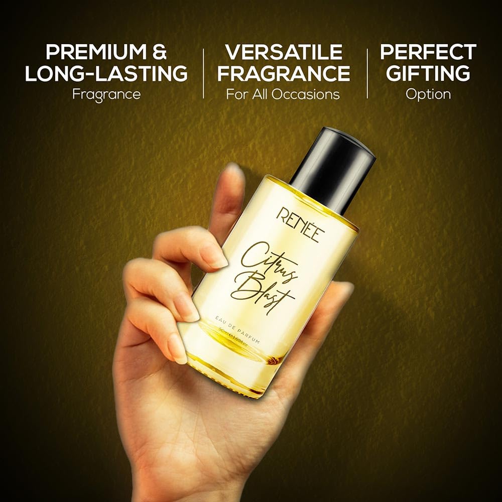 RENEE Citrus Blast Eau De Parfum, Premium Long-Lasting Fragrance with Notes of Bergamot, Lemon, Rose, Jasmine & Musk, Scent EDP for Every Occasion, Gifting, Ideal Luxury Perfume for Women, 50 Ml