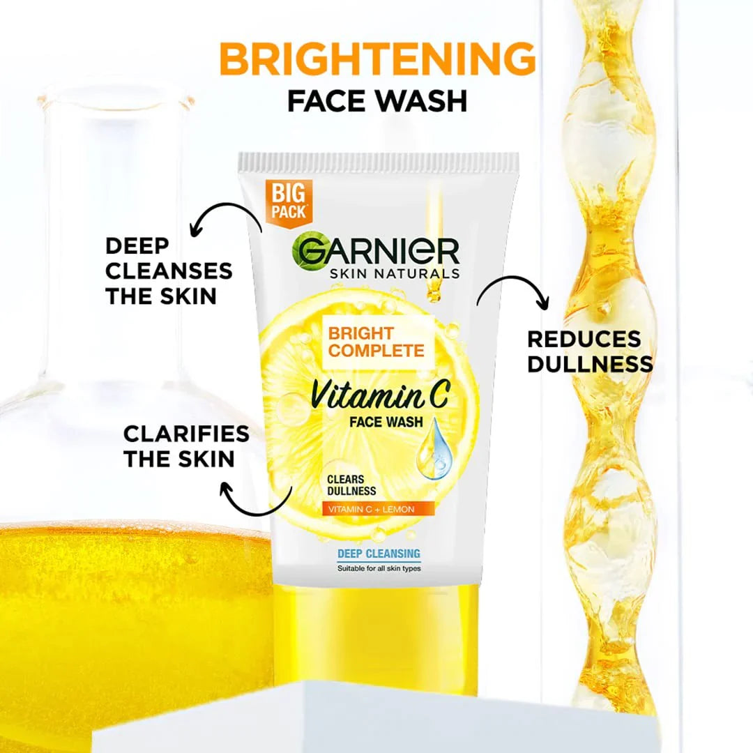 Garnier Set of 2 Bright Complete Vitamin C Brightening Face Wash - 100 g Each