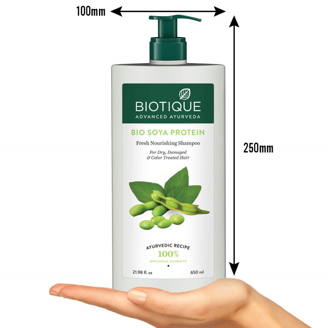 Biotique NEWRETWH0037 Soya Protein Fresh Nourishing Shampoo | Repairs Dry and Damaged Hair |Maintains pH Balance |Promotes Healthy Shiny Hair| Prevents Color Fading | All Skin Types | 650ml