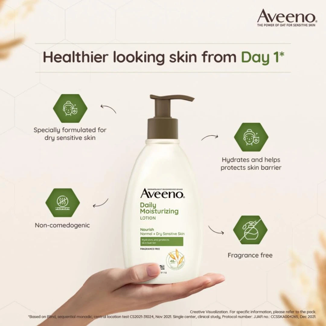 Aveeno Daily Moisturizing Lotion - 354ml & Aveeno Dermexa Emollient Cream 200ml (Pack of 2)