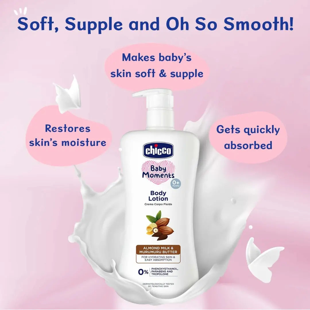 Chicco Baby Moments Body Lotion for Babies, 500ml|Almond Milk & Murumuru Butter -500ml