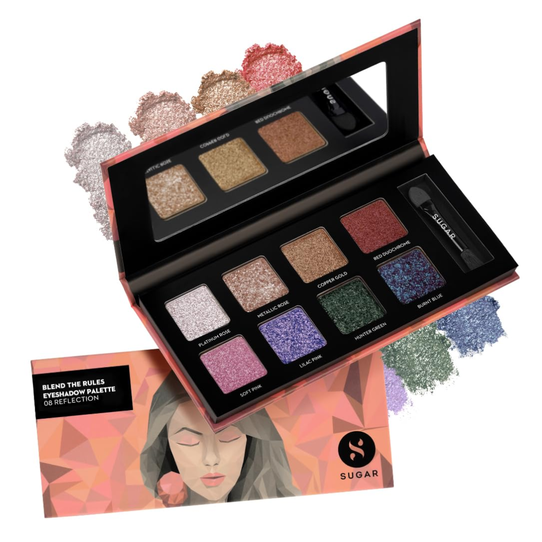 SUGAR Cosmetics Blend The Rules Eyeshadow Palette | Long Lasting, Smudge Proof & Shimmery Finish | 10.4 Gm - 01 Flawless (8 Warm Neutral Shades)