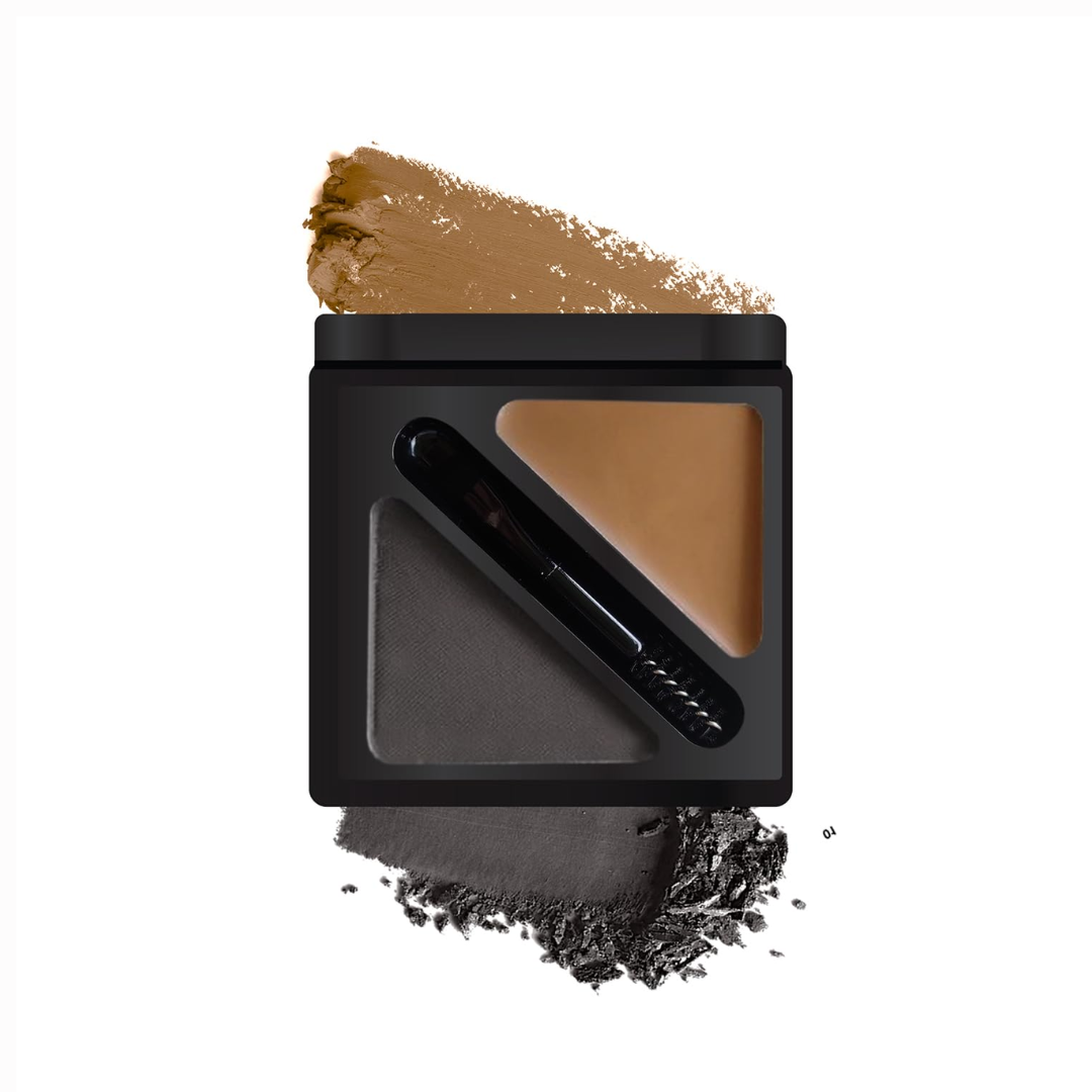 FACES CANADA HD Shape Up Brow Kit 2.8g | Eyebrow Duo Kit - Wax & Powder With Brush | Long-Lasting | Precise & Natural Looking | Rich Color Payoff | Shaped & Defined Brows | Cruelty-free