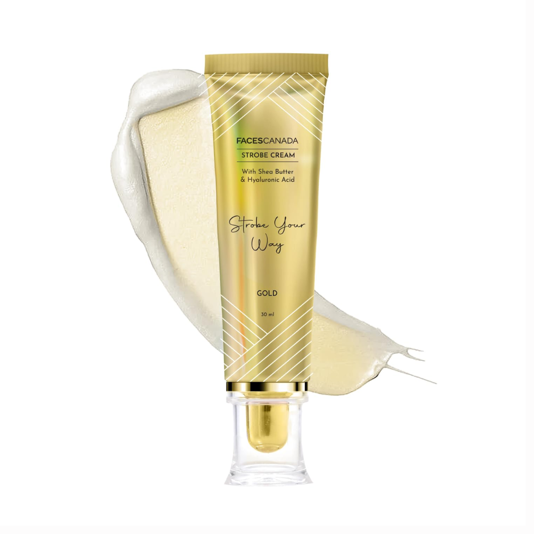 FACES CANADA Strobe Cream, 30Ml | Primer + Highlighter + Moisturizer | Shea Butter & Hyaluronic Acid | Intense Hydration | Flawless Radiant Dewy Skin | Illuminating & Glowing Makeup Base