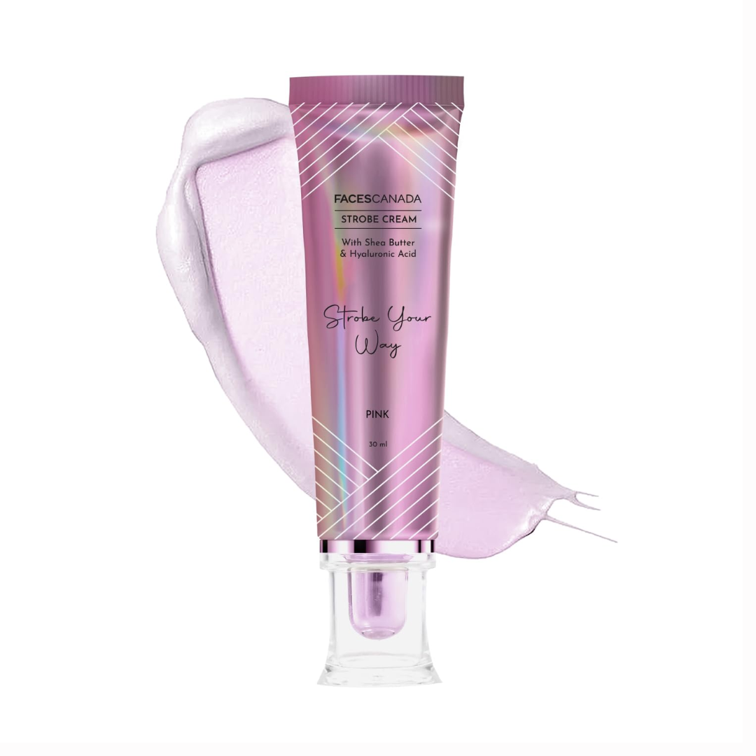 FACES CANADA Strobe Cream, 30Ml | Primer + Highlighter + Moisturizer | Shea Butter & Hyaluronic Acid | Intense Hydration | Flawless Radiant Dewy Skin | Illuminating & Glowing Makeup Base