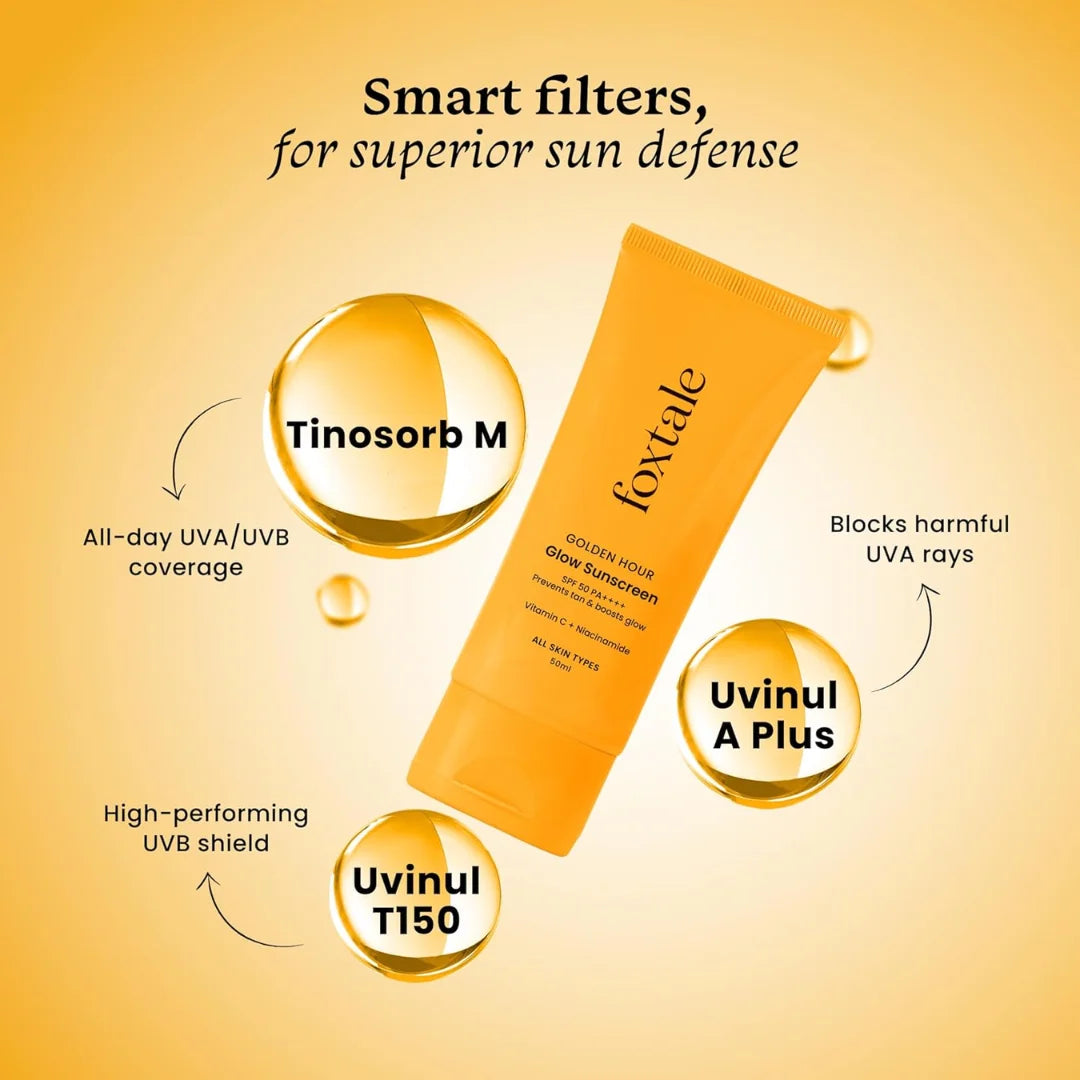Foxtale Pack of 2 SPF 50 Glow PA++++ Vitamin C & Niacinamide Sunscreen 50ml (Pack of 2)