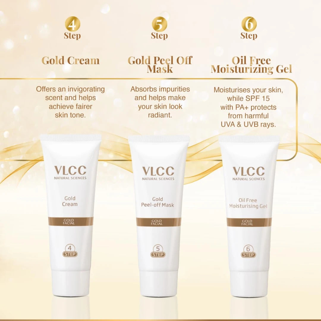 VLCC Gold Facial Kit, Bright & Glowing Skin - 60g