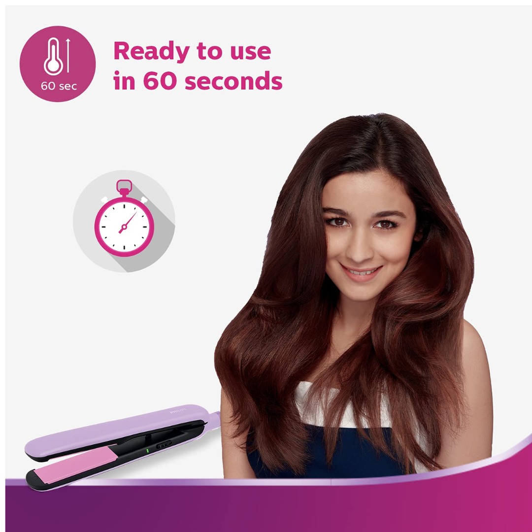 Philips Straightener with SilkProtect Technology. Straighten & Curl, Suitable for All Hair Types (Lavender)-BHS393/40