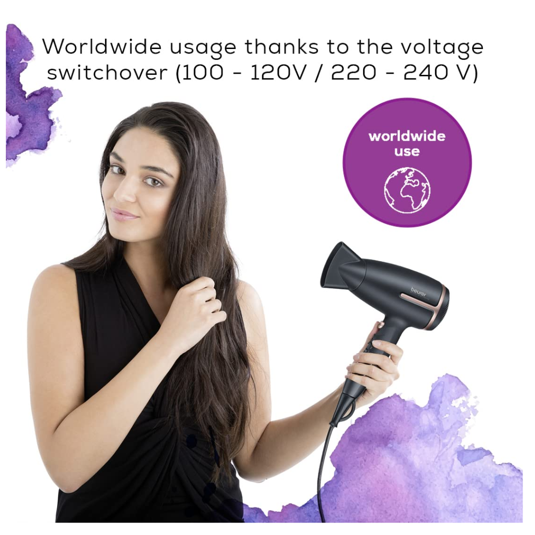 Beurer HC25 Travel Hair Dryer 3 years Warranty 1600 Watts, Black