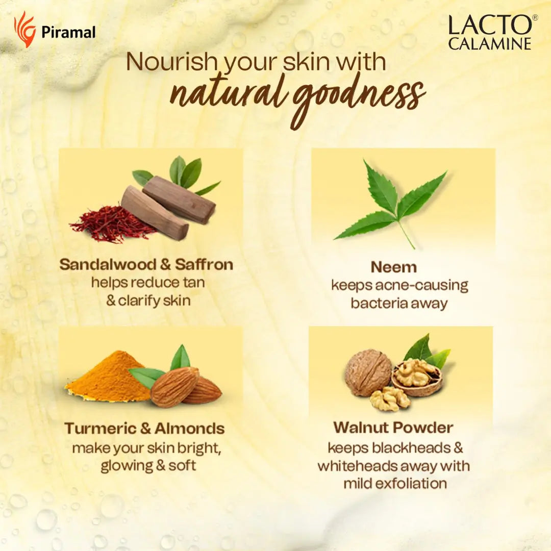 Lacto Calamine Ubtan Face Wash for Glowing Skin | Natural Face Wash with Sandalwood, Saffron, Neem, Almond & Turmeric | (100ml)