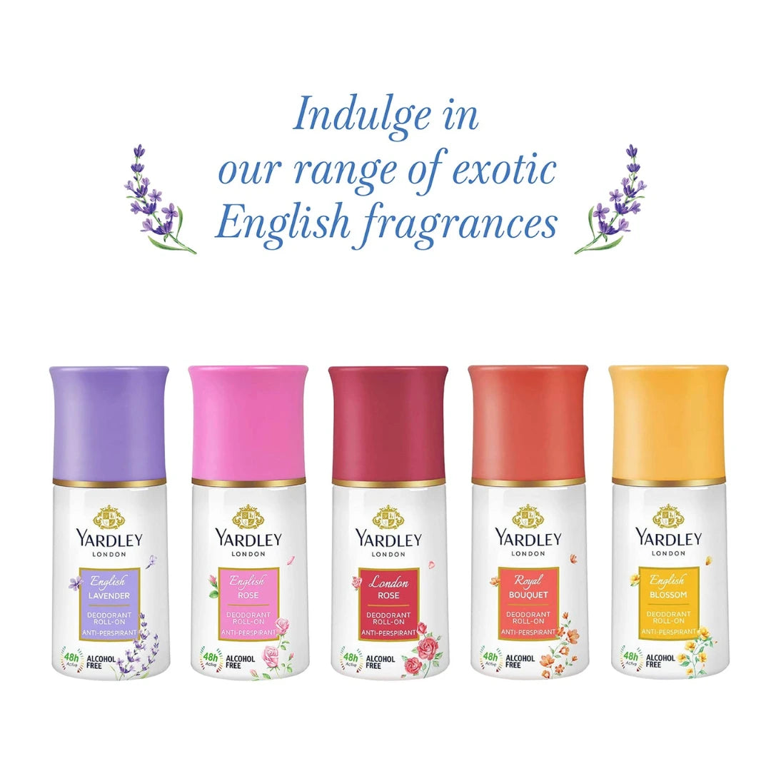Yardley London Royal Bouquet and English Lavender Deodorant Roll-on For Men & Women - 50ml (Pack of 2)