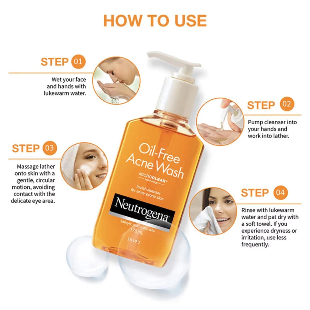 Neutrogena Oil Free Acne Wash For Acne Prone Skin With 2.0% Salicylic Acid (175ml)