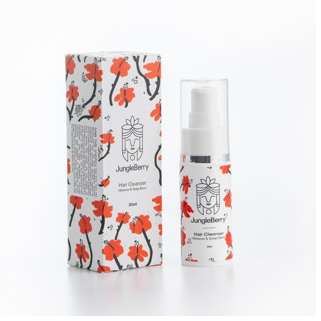JUNGLE BERRY Hibiscus & Soap Berry Hair Cleanser with Bhringraj, Nirgundi & Ketaki | Volumizing Shampoo for Hair Fall Control | Reetha Targets Dandruff & Detoxifies Scalp