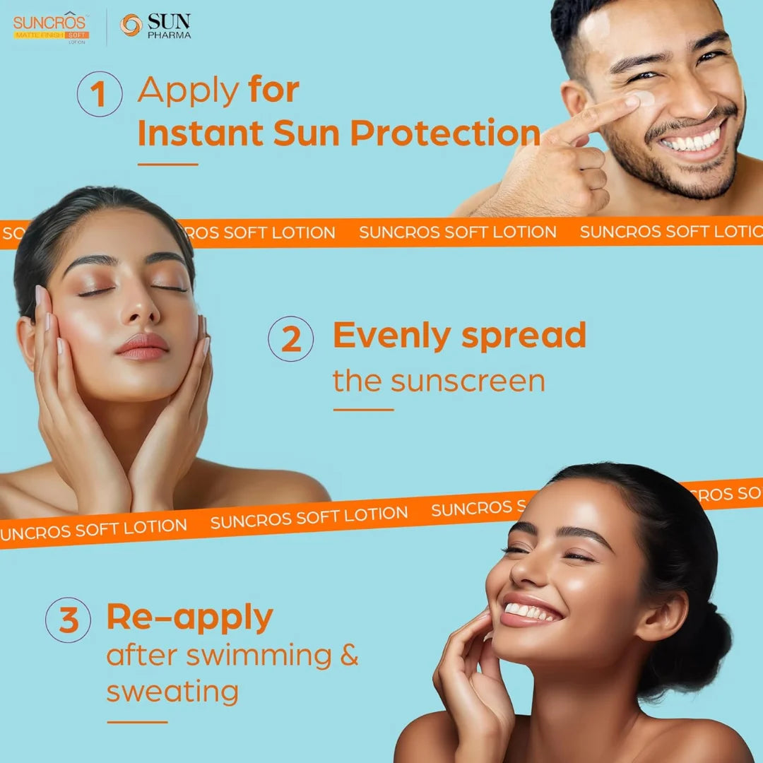 Suncros Matte Finish Face Sunscreen Soft Lotion With SPF 50+ (60ml)