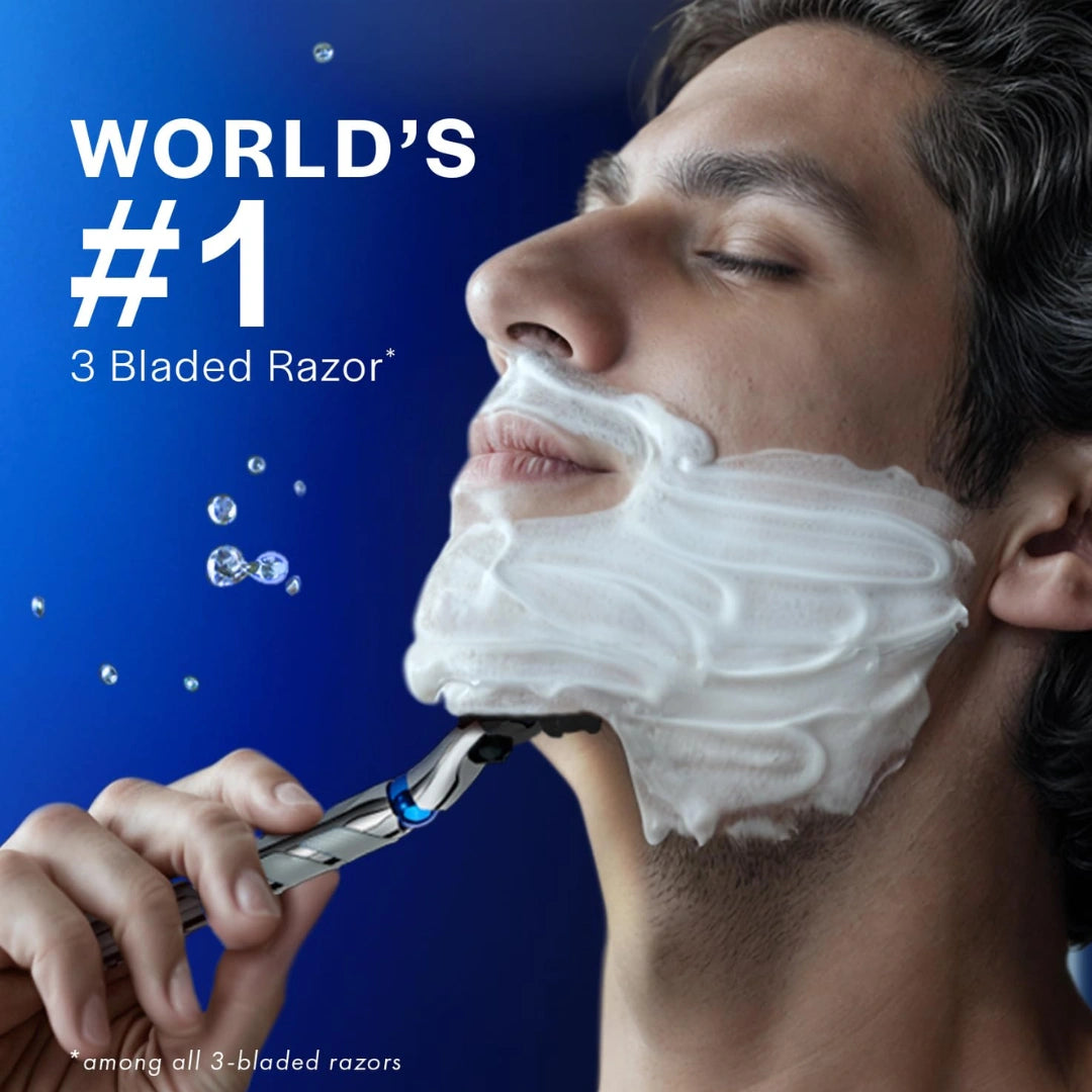 Gillette Mach 3 Turbo Shaving Razor for Men | Most Comfortable shave | Flexiball & Dynamic Pivot for Safe shave |