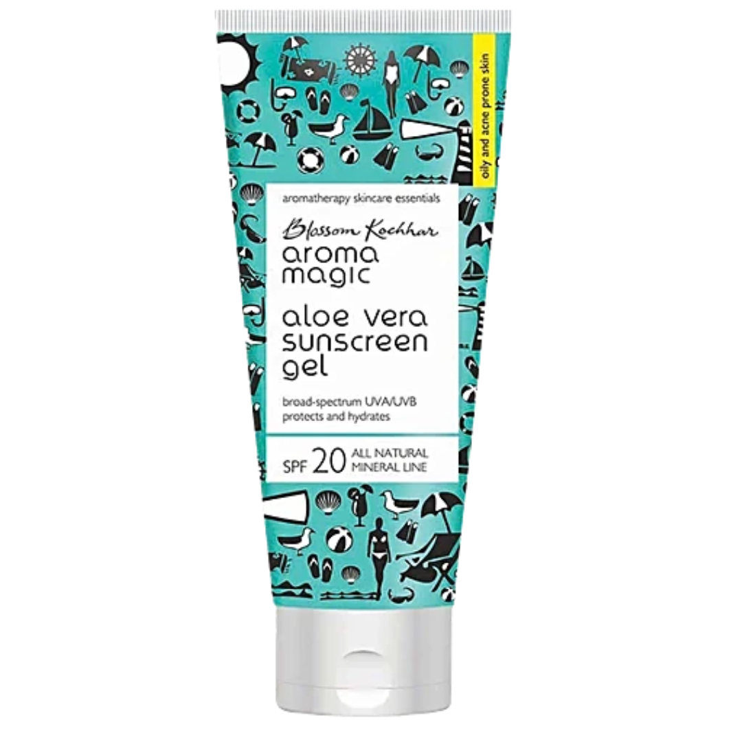 Aroma Magic Sunscreen Gel - Aloe Vera, SPF 20, Oily & Acne Prone Skin, All Natural, Mineral Line, 100 ml