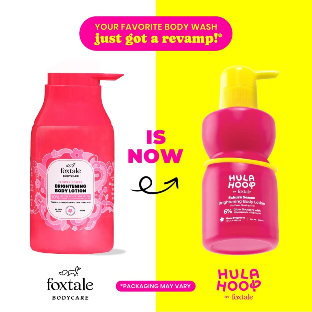 Hula Hoop Brightening Body Lotion by Foxtale| Niacinamide + Kojic Acid + SPF30 | Moisturizes, Brightens, & Even Tones Skin | Prevents Tanning & Sun Damage | Light & Grease-Free | 200ml