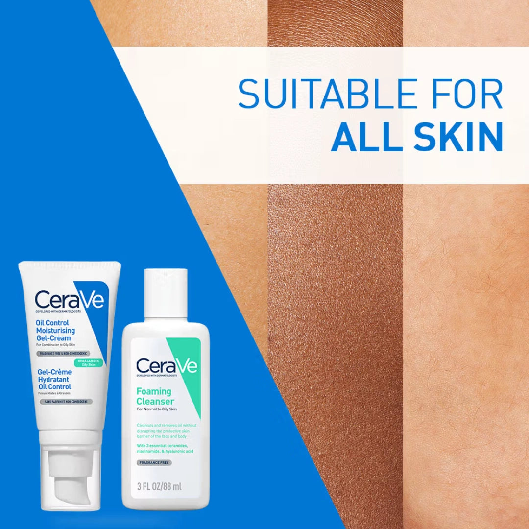 CeraVe Oil Control Gel Moisturizer & Foaming Face wash, Skincare Combo for Oily & Combination Skin