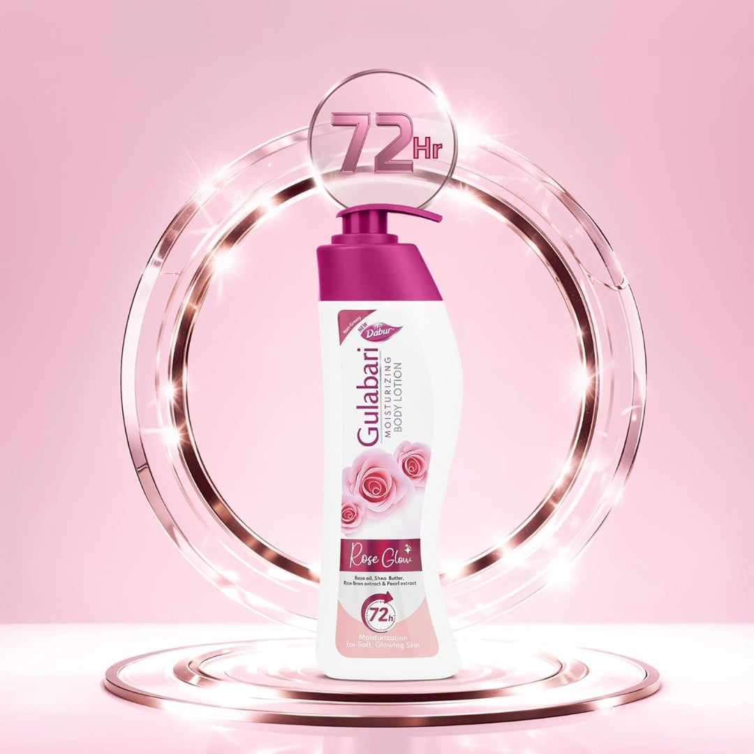 Dabur Gulabari Moisturizing Body Lotion - 400ml For Dry & Dull Skin, Made with 100% Organic Rose Oil, Dermatologically Tested and Paraben Free