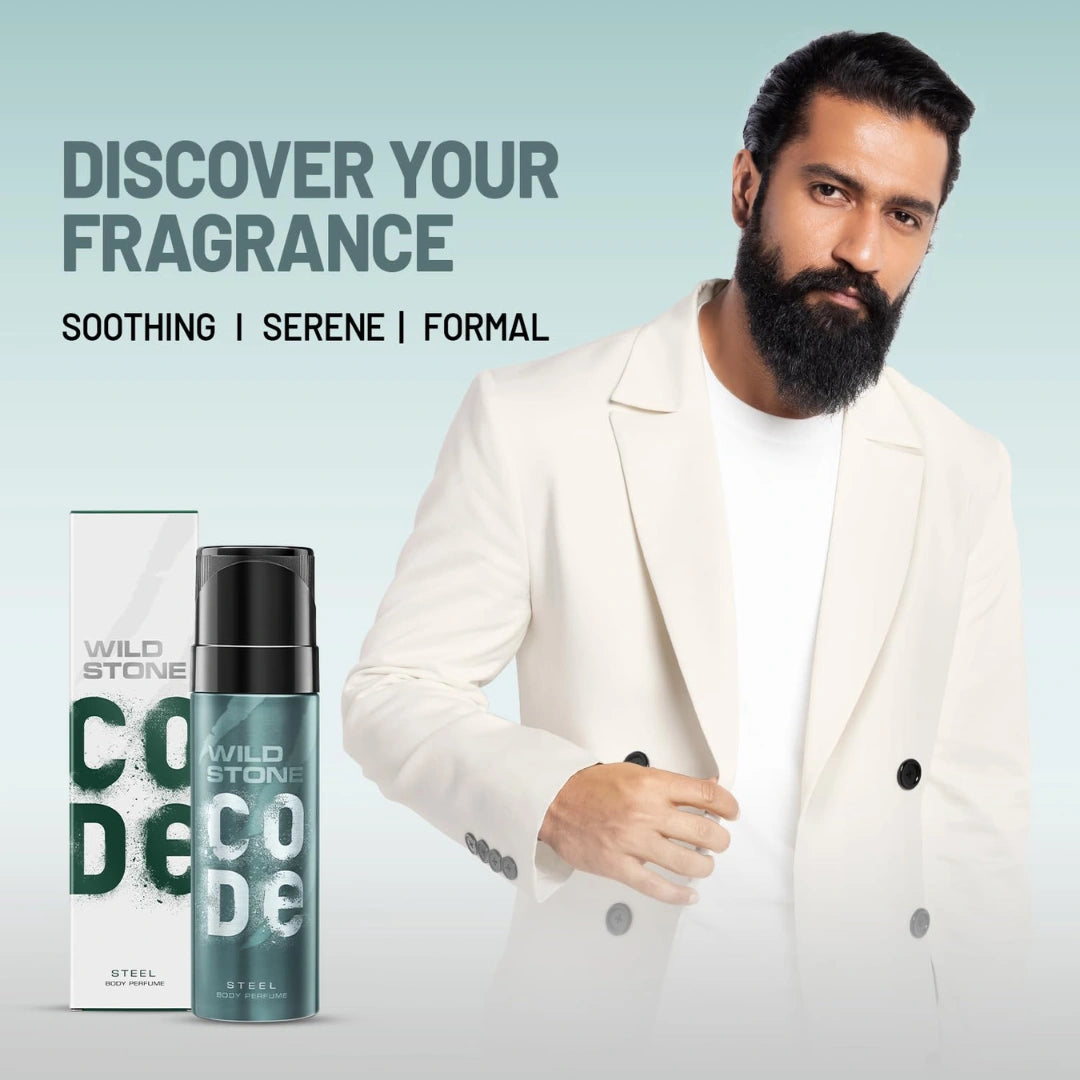 Wild stone code steel and gold body perfume for men (120 ml)