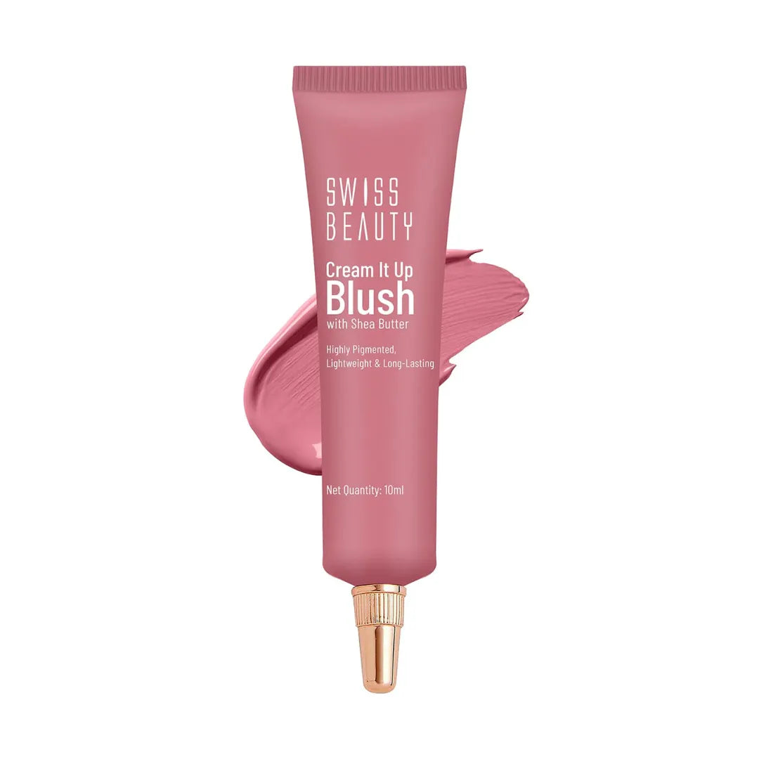 Swiss Beauty Cream It Up Blush | Highly pigmented | Super-blendable | Long-lasting | Enriched with Shea Butter | Multipurpose | Shade-01 Rosy Cheeks, 10m