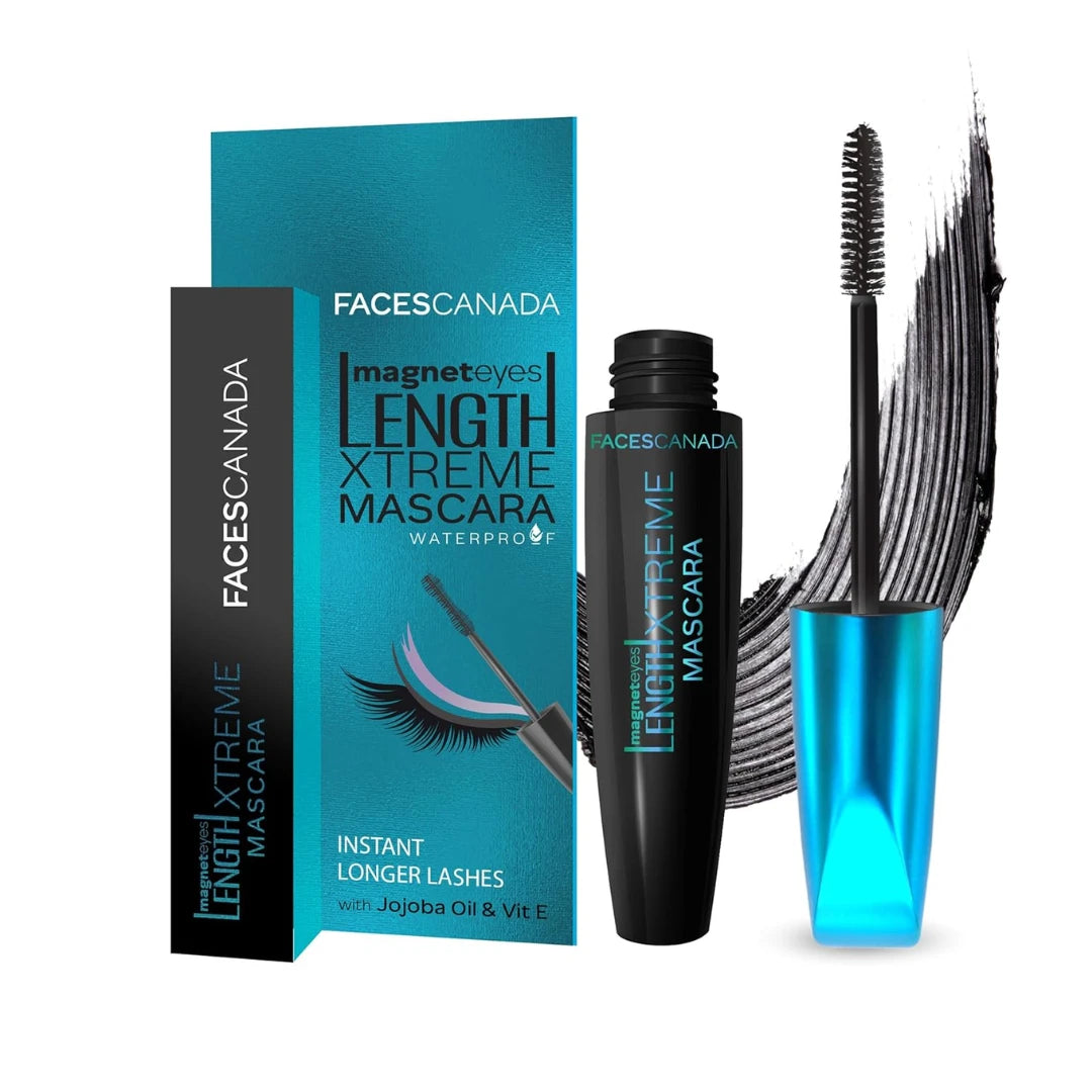 FACES CANADA Magneteyes Curl Xtreme Mascara - Black, 8g | Curls Lashes | Waterproof | Quick Drying | Long Wear | Intense Black Finish | Lightweight | Enriched With Jojoba Oil & Vitamin E