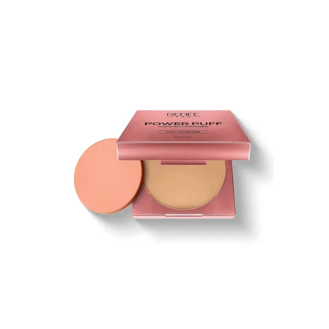 RENEE PRO Power Puff Compact Powder - Explore, Lightweight and Velvety Matte Finish, Helps Achieve Even Toned Skin, Minimizes Appearance Of Pores & Fine Lines, Helps Control Excess Oil & Shine, 9 Gm