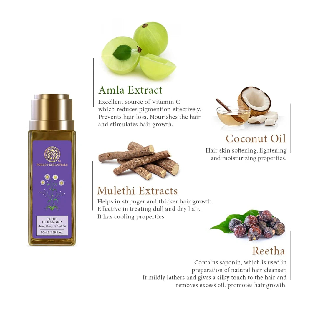 Forest Essentials Hair Cleanser Amla Honey & Mulethi - Ayurvedic Shampoo For Dry Hair Sulphate Free