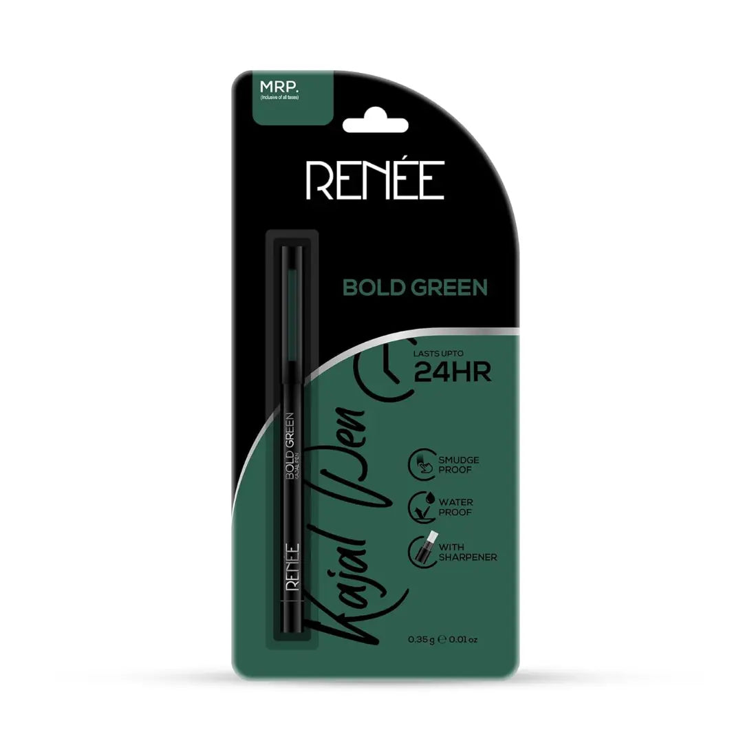 RENEE Kajal Pen with Sharpener - Stark White | 24 Hrs Stay | Long Lasting Kohl Pencil | Matte Finish | Rich Color Payoff | Smudge & Waterproof | One Swipe Application Formula | 0.35gm