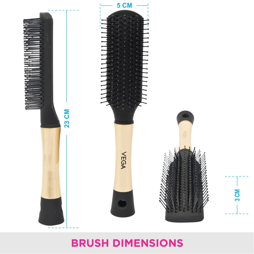 Vega Flat Hair Brush (India's No.1* Hair Brush Brand) For Men and Women, Black(E17-FB)