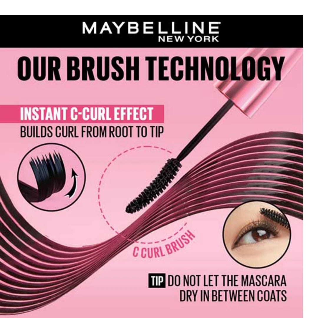 Maybelline New York Mascara, Highly Pigmented Colour, Long-lasting, Waterproof, Hypercurl , Black, 9.2ml
