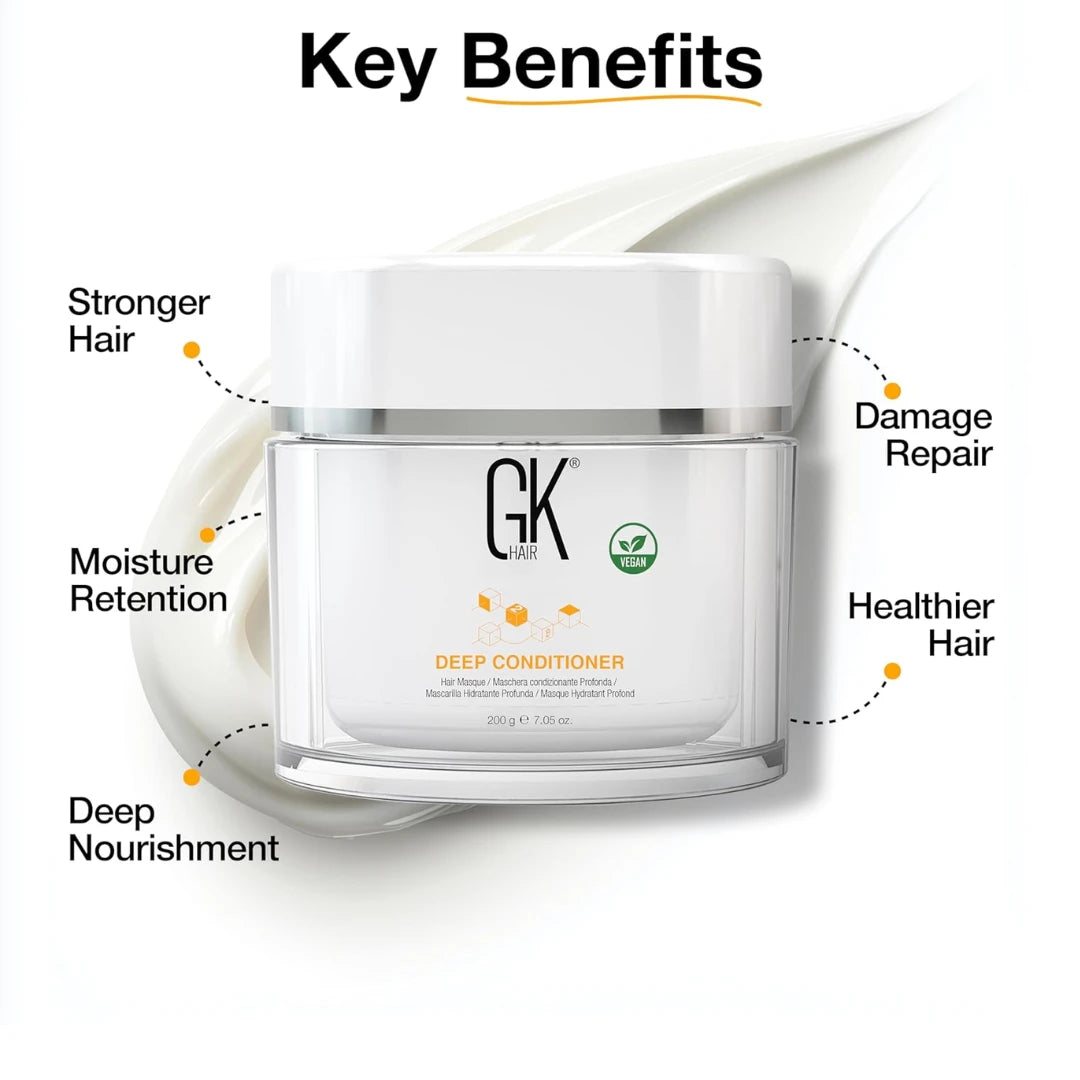 GK HAIR Global Keratin Deep Conditioner Masque (7.05 Fl Oz/200 g) Intense Hydrating Repair Treatment Mask for Dry Damaged Color Treated Frizzy Hair Restoration Formula with JOJOBA Seed Oils