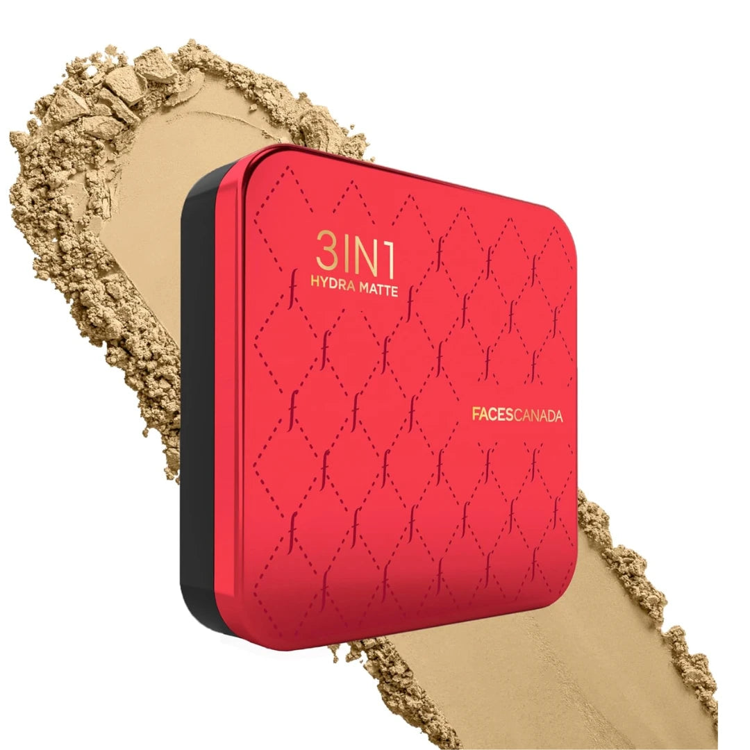 FACES CANADA 3 in 1 All Day Hydra Matte Compact Powder - Natural 03, 9g | SPF 15 | Mattifying | Controls Oil & Sweat | Hides Dark Spots & Acne Scars | Buildable Coverage | Lightweight | Blends Easil