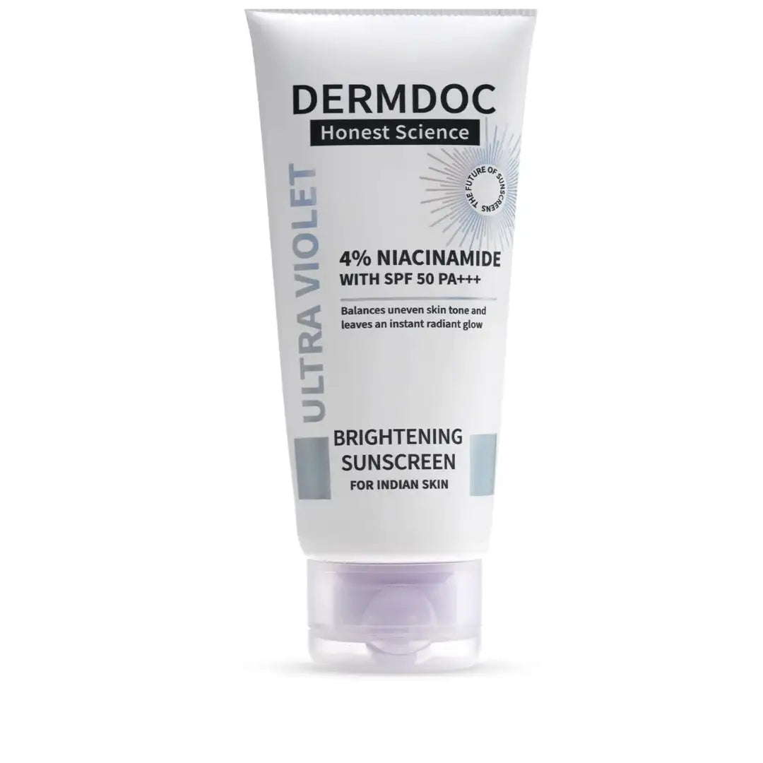DERMDOC 4% Niacinamide Brightening Sunscreen with SPF 50 Sun Protection (50 gm) | Sunblock | Sunscreen for Oily Skin | PA +++ | UV Protection | Shine Free Formula