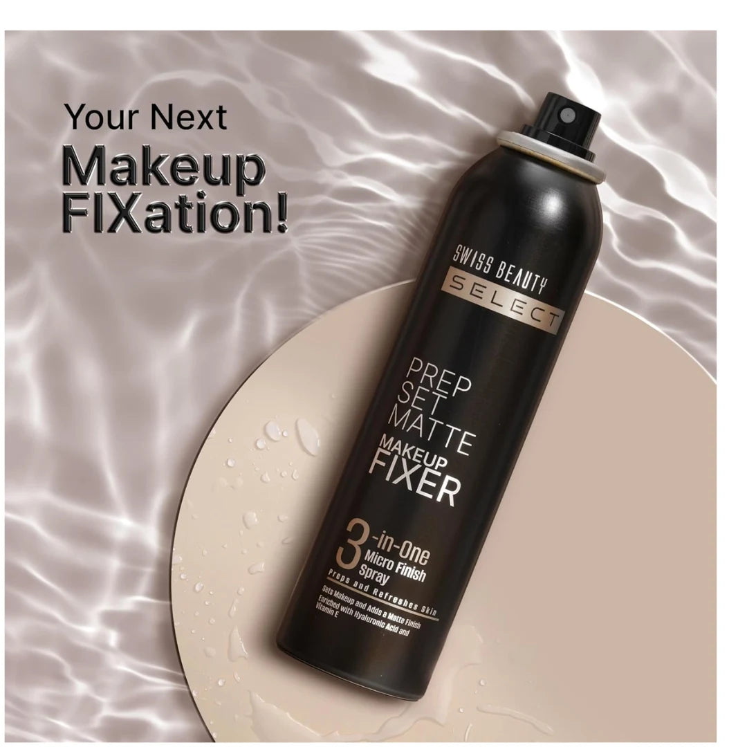 Swiss Beauty Prep Set Matte Makeup Fixer | Natural Matte Finish | With Vitamin E and Hyaluronic Acid | Long Lasting | 3-in-1 micro-fine spray | 120ml