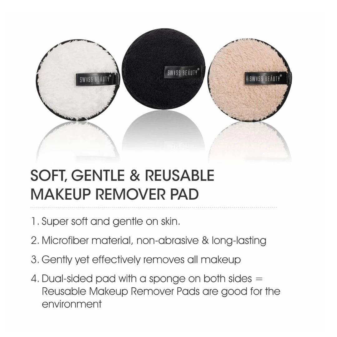Swiss Beauty Soft & Gentle Cleansing Reusable Makeup Remover Pad| Easily Removes Stubborn Face & Eye Makeup | Pack of 1 | 8gm | Shade-2
