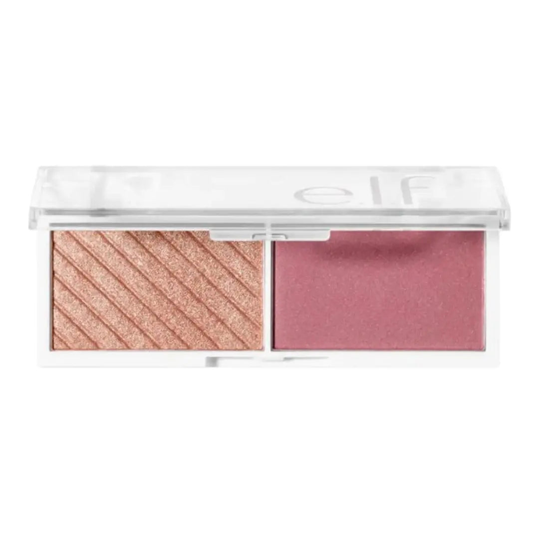 e.l.f. Cosmetics Bite-Size Face Duo, Highlighter, Bronzer & Blush Palette, Highly Pigmented, Pomegranate