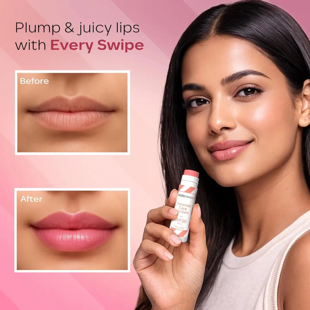 FACES CANADA Ceramide Care Lip Balm | Tinted Lip Balm | SPF 50 PA +++ Protection | Hydrates Dry & Chapped Lips | Prevents Pigmentation |