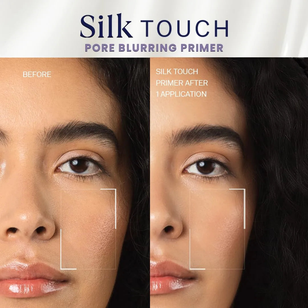 FLiCKA Silk Touch 3 in 1 Moisturizer and Primer for Face | Hydrating, Lightweight, Long-Lasting | Pore Minimizer | Dermatologically Tested | All Skin Types | Makeup Base | 60g | Cruelty-Free