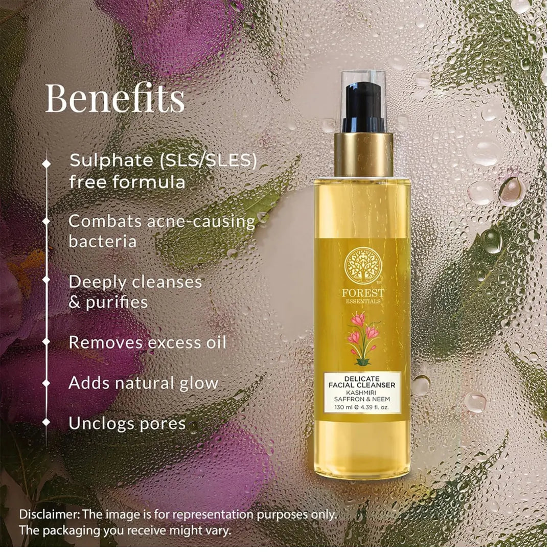 Forest Essentials Ayurvedic Purifying Face Wash with Saffron & Neem | For Normal to Oily Skin | Sulphate Free