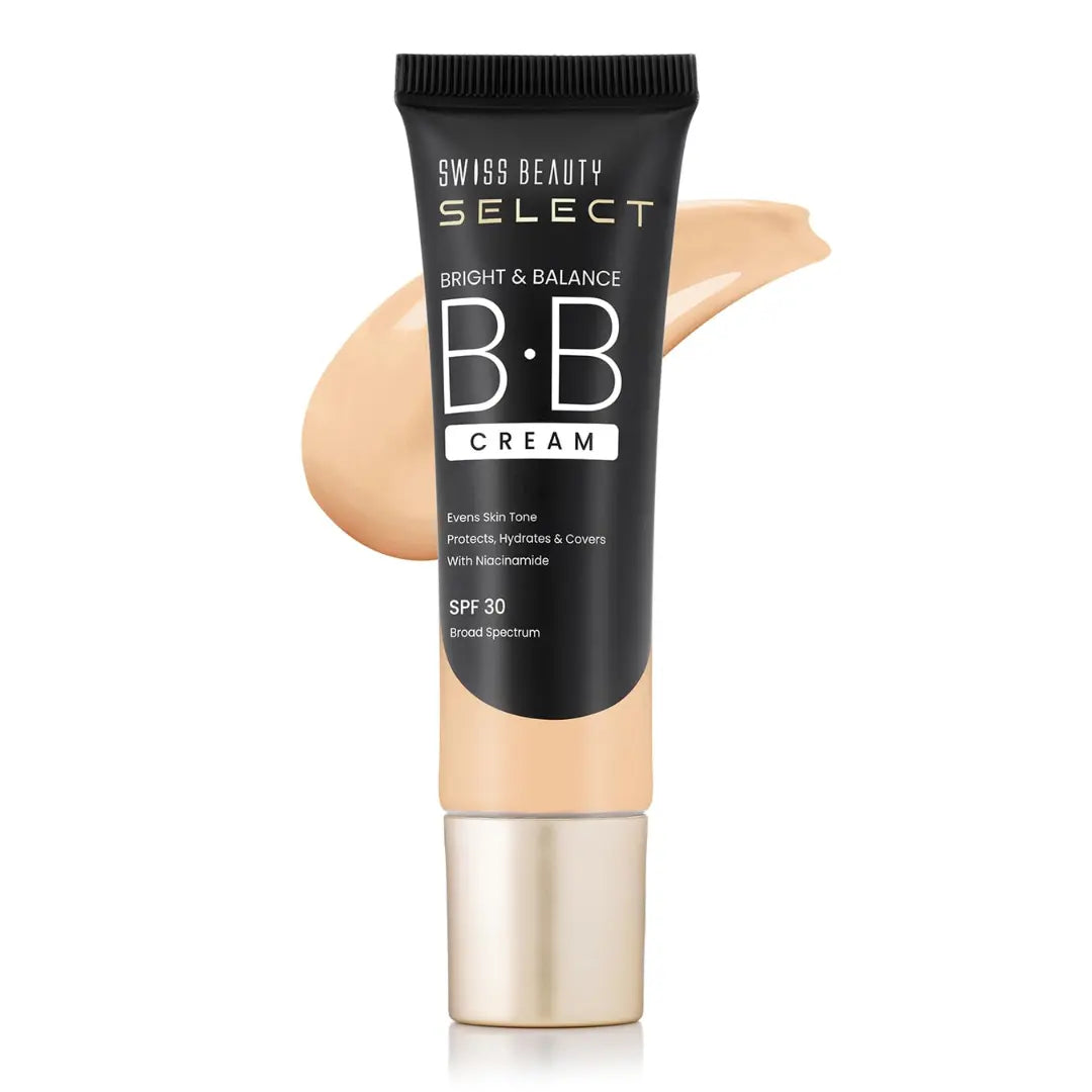 SWISS BEAUTY Select Bright&Balance Multifunctional Luminous Medium Coverage Bb Cream With Spf 30 Protects, Hydrates And Covers Infused With Niacinamide, Wheat Germ Oil Shade-That's Fair, 30G|1 Count