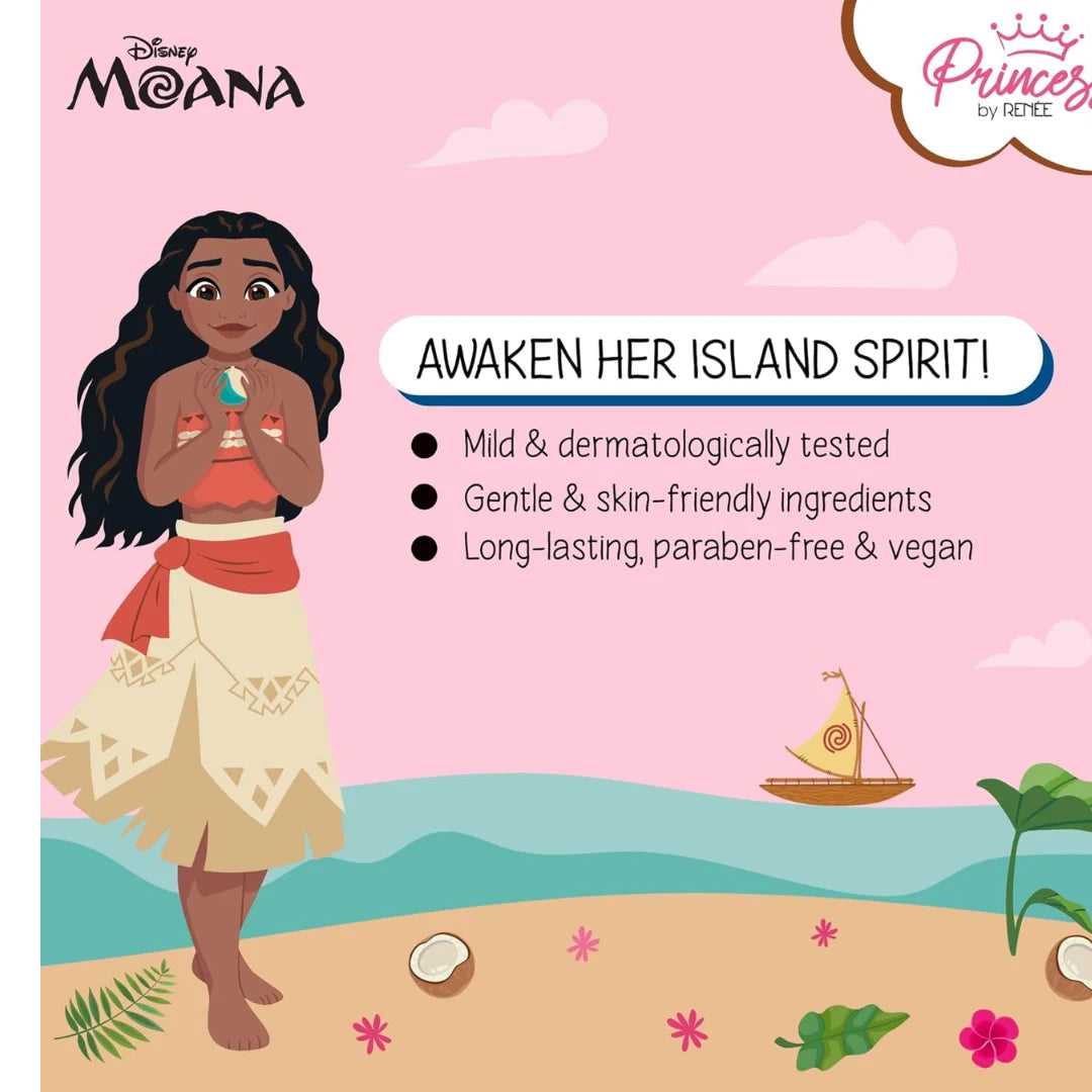 Princess by RENEE Disney Moana Tropical Bliss Fragrance Body Mist, Mild & Long Lasting Scent with Fruity & Floral Notes of Juicy Melon & Sweet Vanilla, Dermatologically Tested, Cruelty-Free, 30ml Visit the RENEE Store