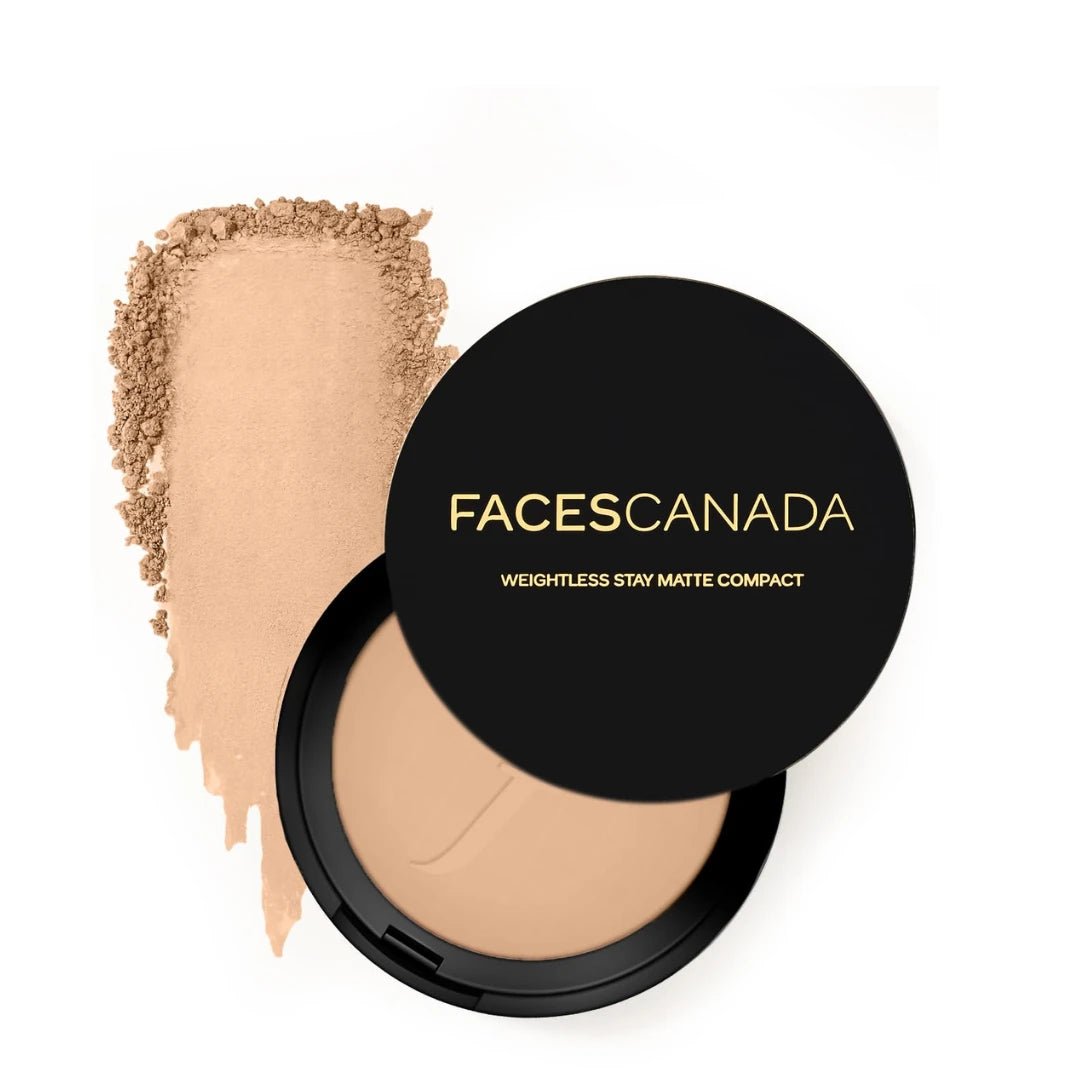 FACES CANADA Weightless Stay Matte Finish Compact Powder - Natural Almond 06, 9g | SPF 20 | Non Oily Matte Look | Evens Out Complexion | Prevents Acne | Blends Effortlessly | Pressed Powder For All Skin Types - Deals999