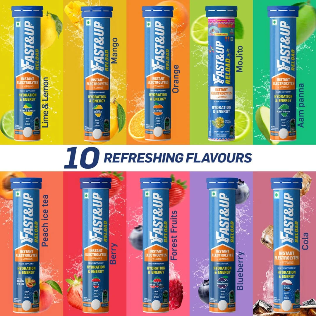 Fast&Up Reload (5 Litres) Low Sugar energy drink for Instant Hydration - 20 Mango flavour