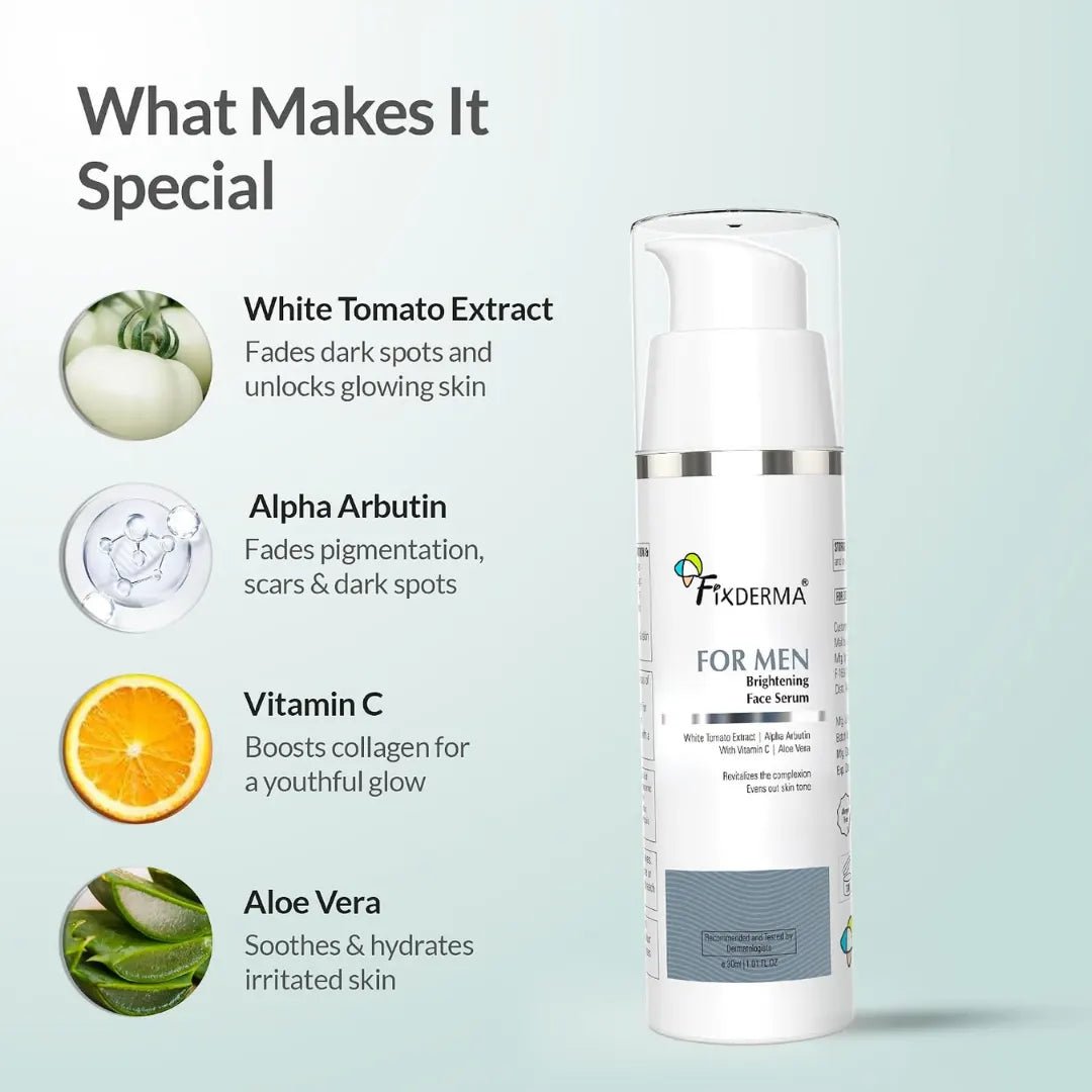 Fixderma Brightening Face Serum for Men |Vitamin C & Alpha Arbutin Serum- 30ml - Deals999
