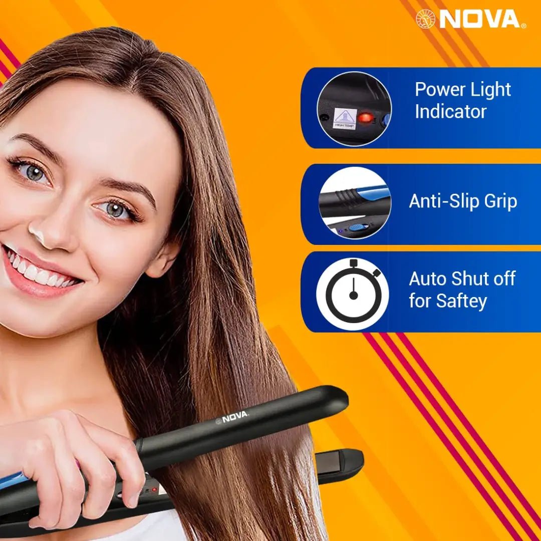 Nova NHS 841 Selfie Hair Straightener for Women (Blue) - Deals999