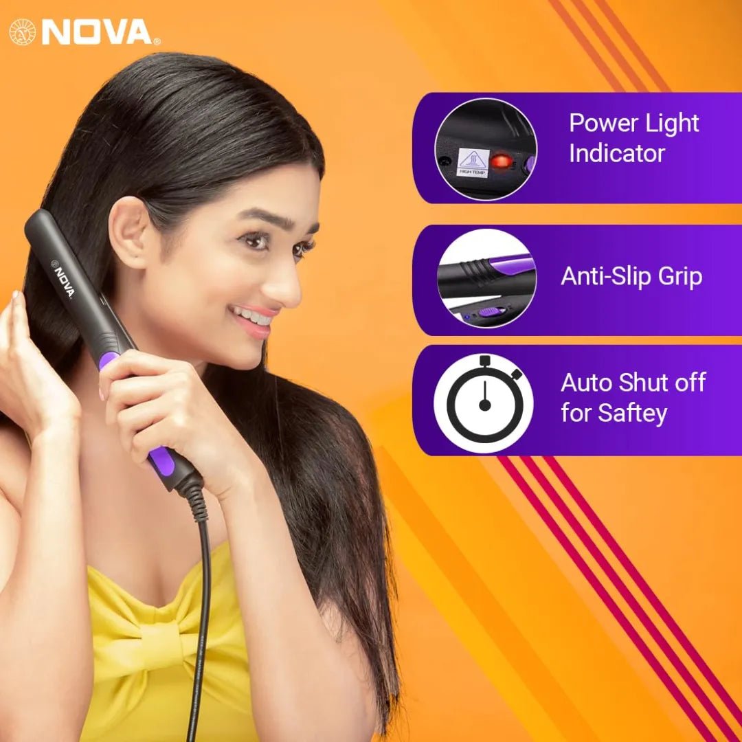 Nova Pro Shine NHS 842 Hair Straightener (Purple) - Deals999